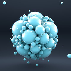 Turquoise geometric background with unusual circle shape. 3d illustration, 3d rendering.