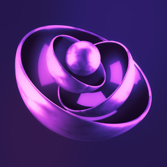 Purple geometric background with balls. 3d illustration, 3d rendering.