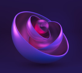 Purple geometric background with balls. 3d illustration, 3d rendering.