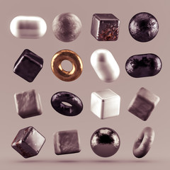 Gold beige background with balls. 3d illustration, 3d rendering.