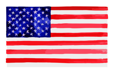 Vector illustration of national flag of United States of America in watercolor style