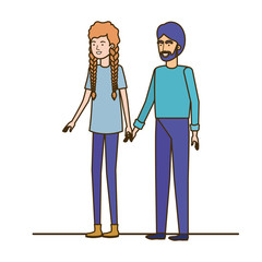 young couple in white background avatar character