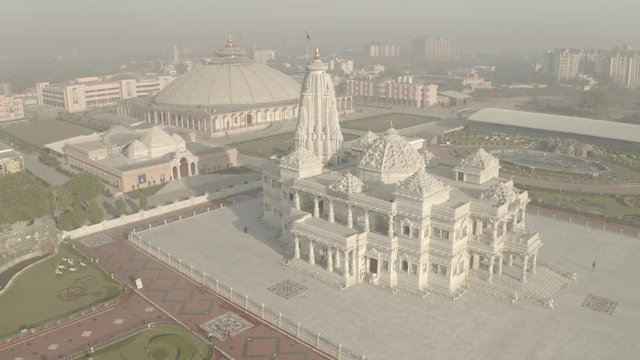 Vrindavan, Prem Mandir. India, 4k aerial ungraded