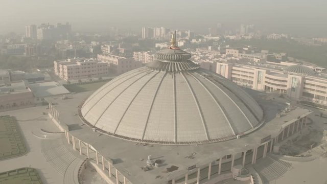 Vrindavan, Prem Mandir. India, 4k aerial ungraded