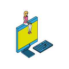 businesswoman worker with computer