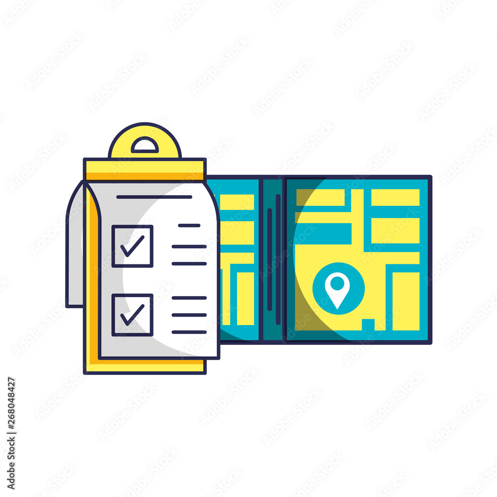 Poster checklist clipboard with map guide location
