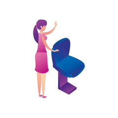 businesswoman worker with office chair