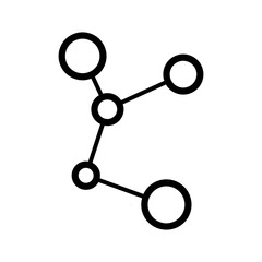 A simple abstract scientific chemical diagram of the structure of a molecule with atoms and molecular bonds of valencies, a simple black and white icon on a white background. Vector illustration