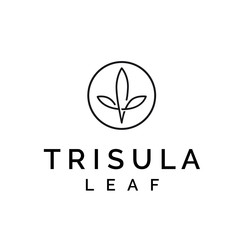 three point cannabis leaf with circle frame logo design