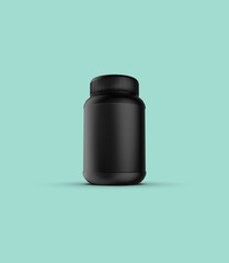 Pill Bottle Black 3D Rendering