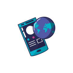 smartphone device with planet earth