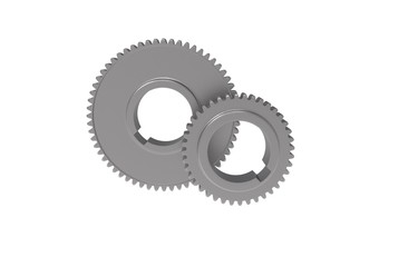 Metal Gear isolated on White 3D Rendering