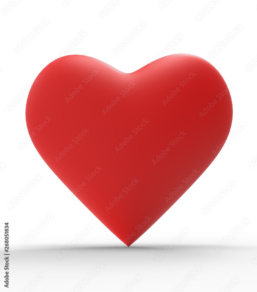 Wall mural red heart isolated on white background