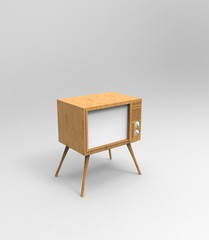 Old Vintage Wood TV 3D Rendering