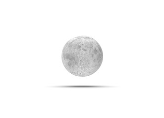 Moon on White 3D Rendering