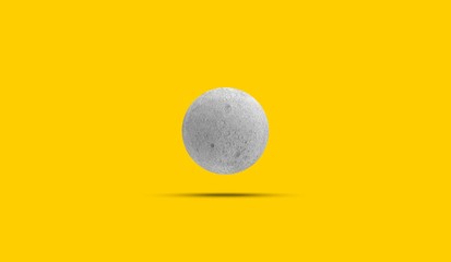 Moon on Yellow 3D Rendering
