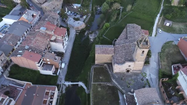 Aerial view by Drone in Monistrol de Calders, village of Barcelona.Spain 4k Video
