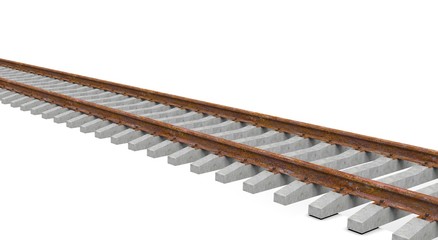Train Tracks isolated 3D Rendering