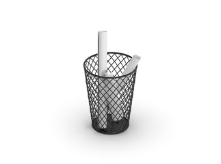 Recycle Bin on White 3D Rendering