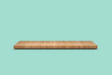 Wood Shelf on Wall 3D Rendering