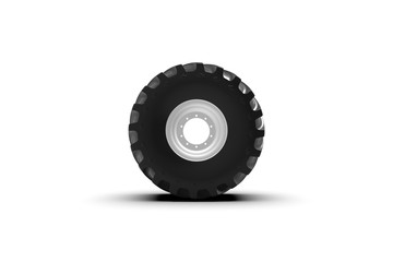 Car Big Wheel isolated on White 3D Rendering