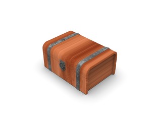 Wood Case on White Background 3D Rendering