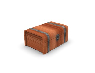 Wood Case on White Background 3D Rendering