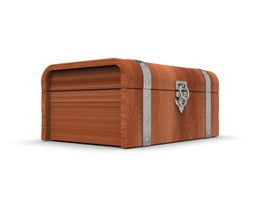 Wood Case on White Background 3D Rendering
