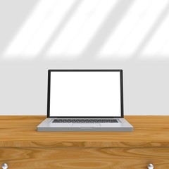 Open Laptop on Desk 3D Rendering