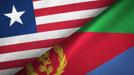 Obraz premium Liberia and Eritrea two flags textile cloth, fabric texture