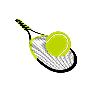 recommend clip art: Isolated tennis racket with a ball - Vector