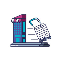 store building with cart shopping