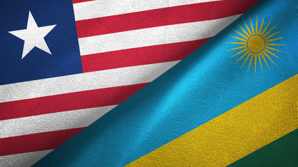 Liberia and Rwanda two flags textile cloth, fabric texture