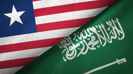 Liberia and Saudi Arabia flags textile cloth