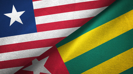 Liberia and Togo two flags textile cloth, fabric texture