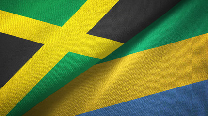 Jamaica and Gabon two flags textile cloth, fabric texture