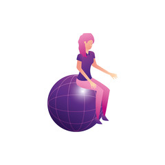 businesswoman worker seated in sphere browser