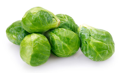 Brussels sprouts on white background