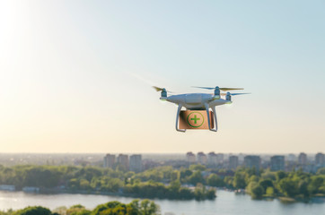 Drone delivers medical equipment, medicine delivery via drone 