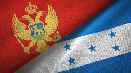 Montenegro and Honduras two flags textile cloth, fabric texture