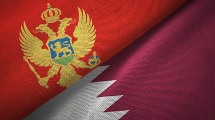 Montenegro and Qatar two flags textile cloth, fabric texture