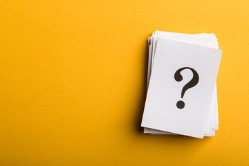 Question mark heap with copy space for confusion question or solution concept