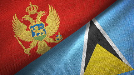 Montenegro and Saint Lucia two flags textile cloth, fabric texture