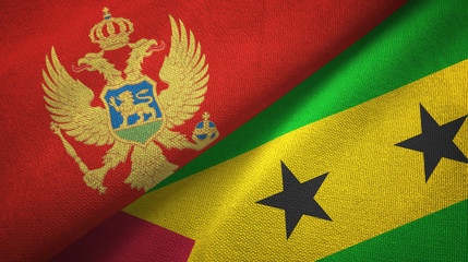 Montenegro and Sao Tome and Principe two flags textile cloth, fabric texture
