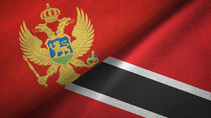 Montenegro and Trinidad and Tobago two flags textile cloth, fabric texture