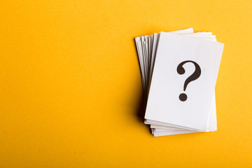 Question mark heap with copy space for confusion question or solution concept