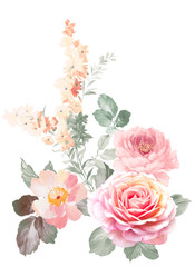 Gentle watercolor floral pattern,It's perfect for greeting cards,wedding invitation, wedding design