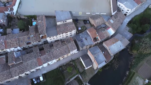 Aerial view by Drone in Monistrol de Calders, village of Barcelona.Spain 4k Video