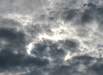 Fototapeta premium Dark Altocumulus Opacus Family of Cloud on Noon Day Before The Rain.