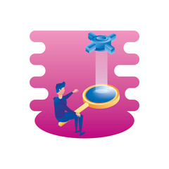 businessman worker with magnifying glass